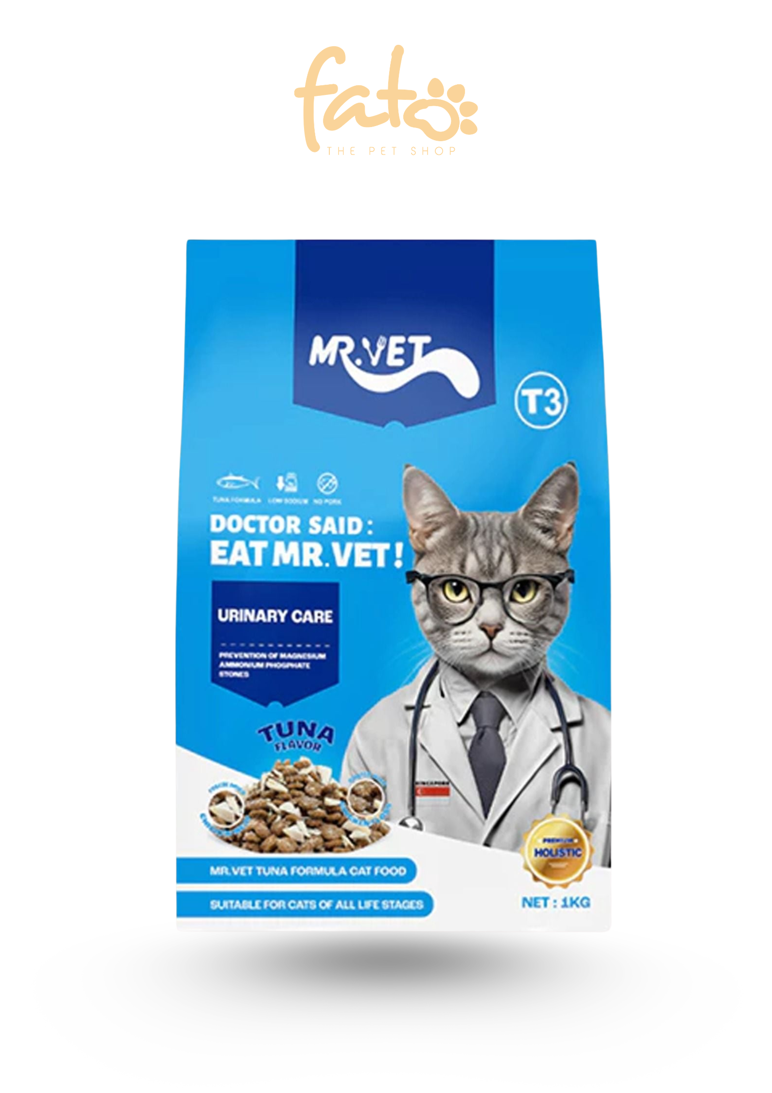Hạt Mr.Vet T3 Mix Vị Cá Ngừ, Cá Hồi, Cá Cơm Gói 1 Kg